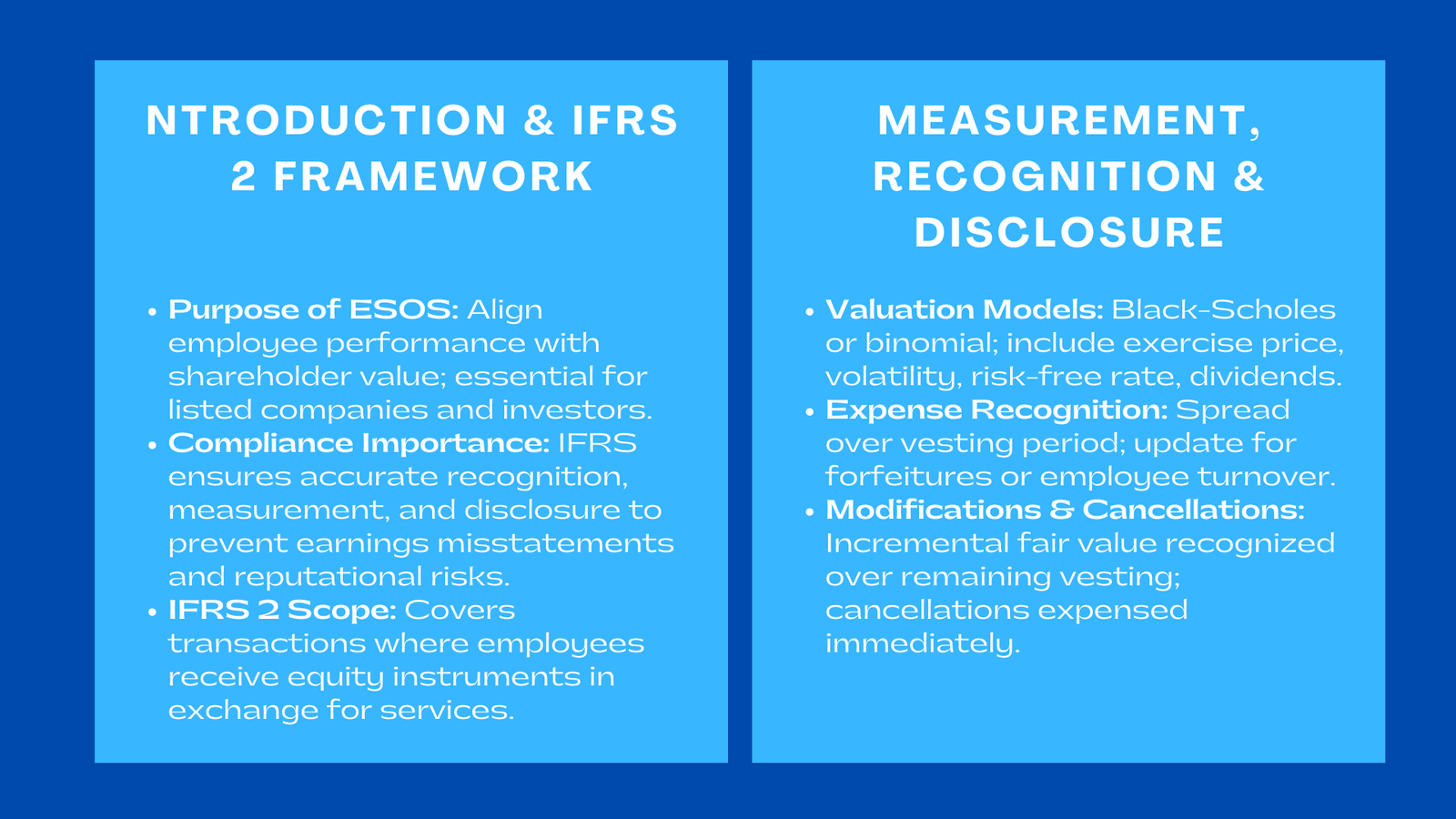 IFRS Reporting Requirements for ESOS
